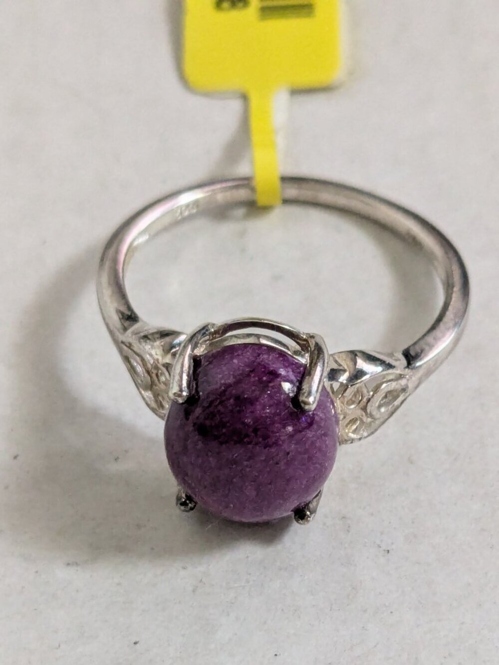 925 Sterling Silver Sugilite Cabochon Stone Ring Size 10